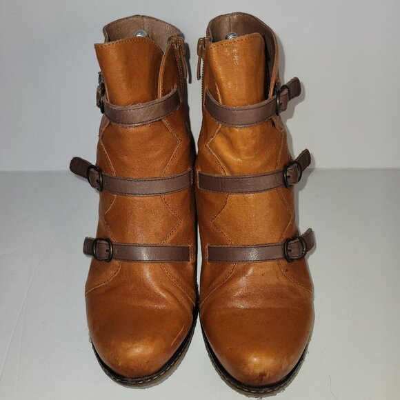 Eric Michael Women’s Lena Brown Leather Wedge Ankle Boot Size 38‎ US 7.5 - Picture 2 of 10